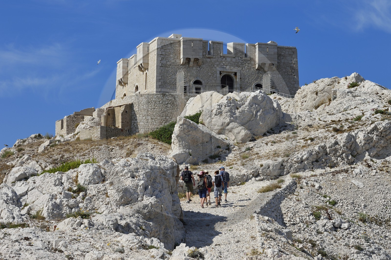 France, Bouches-du-Rhône (13), Marseille, Parc National des Calanques, Archipel des Iles du Frioul, Ile de Pomègues, la tour de Pomeguet construite en 1860
