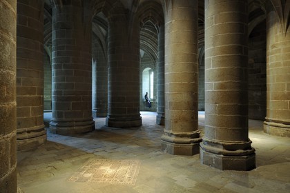 France, Manche (50), l'abbaye du Mont-Saint-Michel, classé Patrimoine Mondial de l'UNESCO, crypte des Gros Piliers