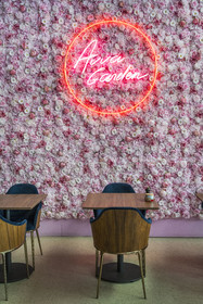 France, Herault, Montpellier, Port Marianne district, Le Nuage building by designer Philippe Starck, restaurant Avva Garden