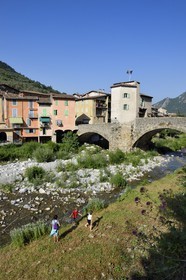 France, Alpes-Maritimes, Bevera Valley, Sospel, the Old Bridge over the river Béréva