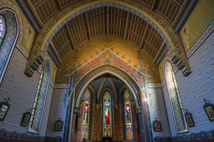 France, Pyrénées-Atlantiques (64), la côte du Pays-Basque, Hendaye, chateau d'Abbadia construit en 1870 par Eugène Viollet-le-Duc pour Antoine d'Abbadie d'Arrast, la chapelle