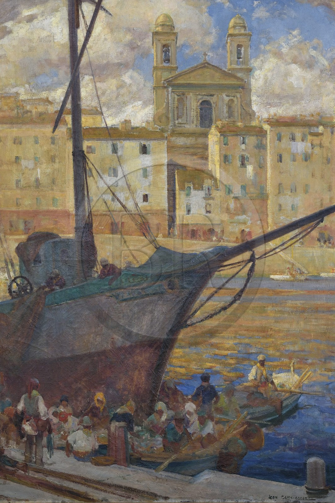 France, Haute-Corse (2B), Bastia, la Citadelle quartier de Terra-Nova, l'ancien palais des gouverneurs génois qui héberge le Musée d'Histoire de Bastia, Le Vieux-Port de Bastia du peintre Leon-Charles Cannicioni