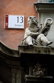 Austria, Styria, Graz, historic center listed as World Heritage by UNESCO, baroque pediment in the (street) Sporgasse
