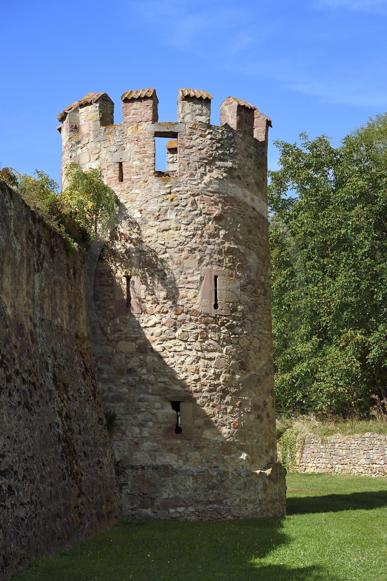 France, Haut Rhin, the Alsace Wine Route, Bergheim, medieval walled ancient city, 14th century ramparts