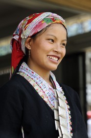 Vietnam, Lao Cai province, North-West Sapa district, multi-ethnic market at Muong Hum, woman from the Red Dzao minority