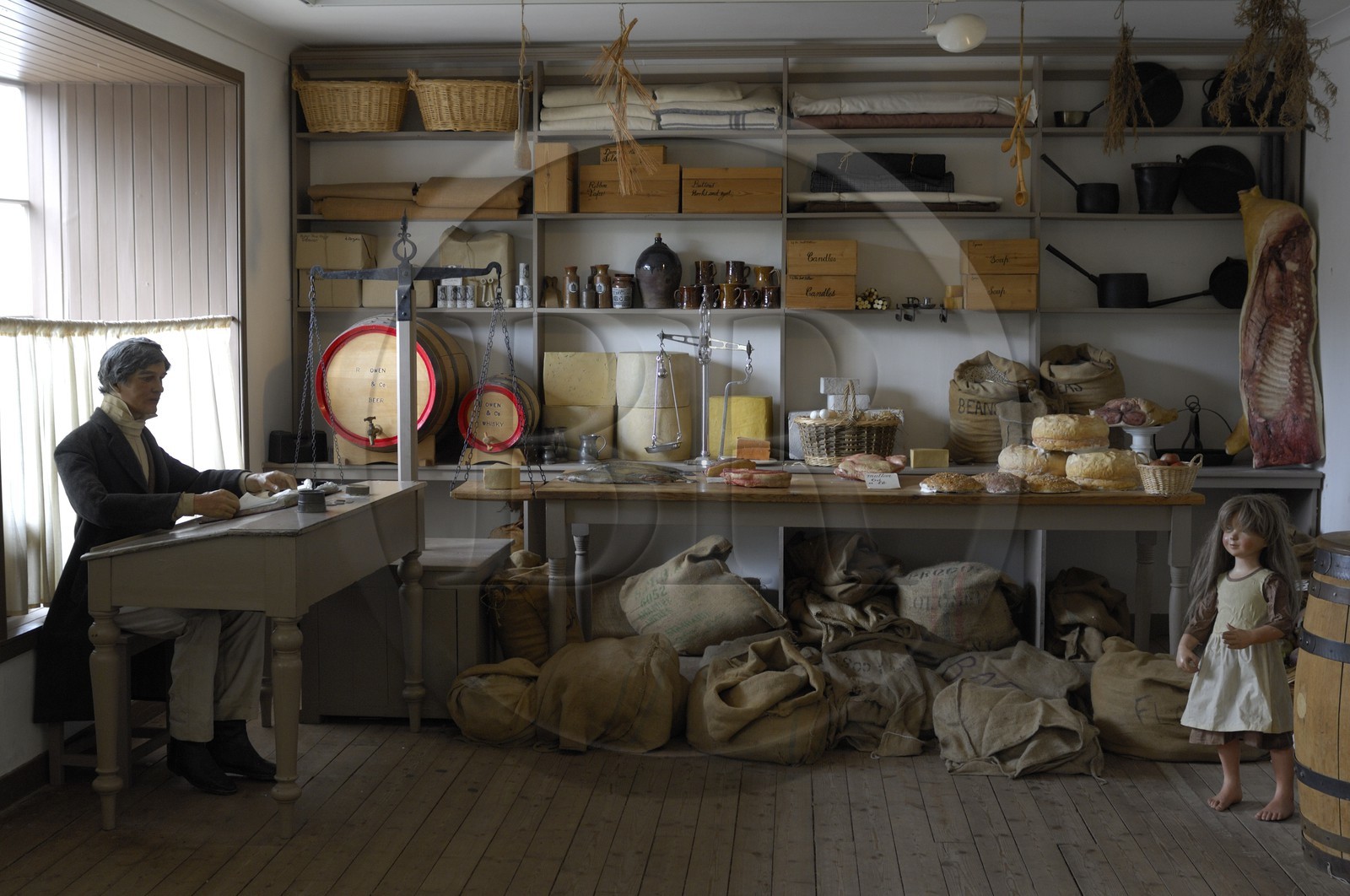 Royaume-Uni, Ecosse, South Lanarkshire, reconstitution de l' épicerie communautaire de New Lanark