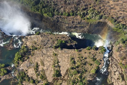 Zimbabwe, Matabeleland North Province,  Zambesi River, the Victoria Falls, listed as World Heritage by UNESCO (aerial view)