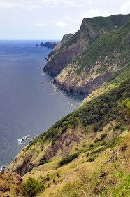 Portugal, Ile de Madère, randonnée de Machico à Porto da Cruz par le Vereda do Larano, la falaise de Larano