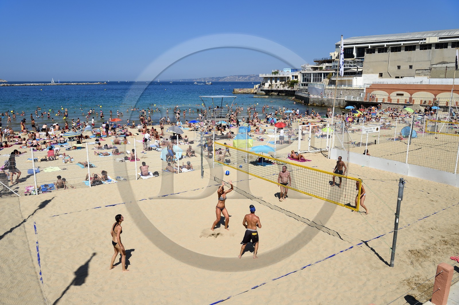 France, Bouches-du-Rhône (13), Marseille, quartier des Catalans, plage des Catalans