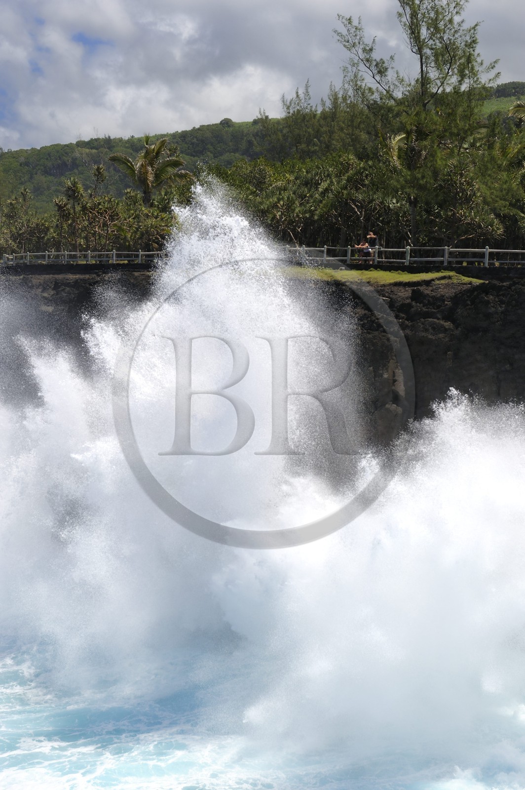 France, Ile de la Reunion, côte sud, Saint-Philippe, le Cap Méchant est situé le long d'une côte déchiquetée de roche volcanique frappée par la houle et typique de la région appelée Sud sauvage