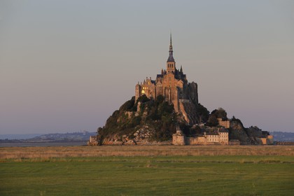 France, Manche, Mont Saint Michel, listed as World Heritage by UNESCO, and salt marshes