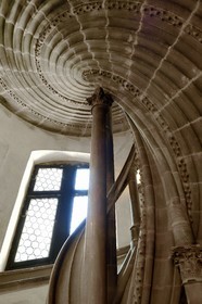 France, Bas Rhin, Strasbourg, old town listed as World Heritage by UNESCO, Musee de l'Oeuvre Notre Dame (Oeuvre Notre Dame museum), spiral staircase of one of the architect of the cathedral Hans Thoman Uhlberger (1576-1608)