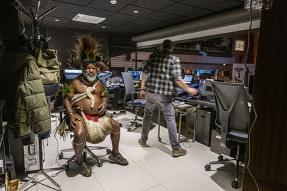 France, Paris, UNESCO Headquarters, conference at Earth University on November 25, 2022, Papuan Chief Mundiya Kepanga