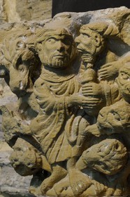 France, Aude, abbey of Saint-Papoul, capital attributed to the master of Cabestany (reproduction)