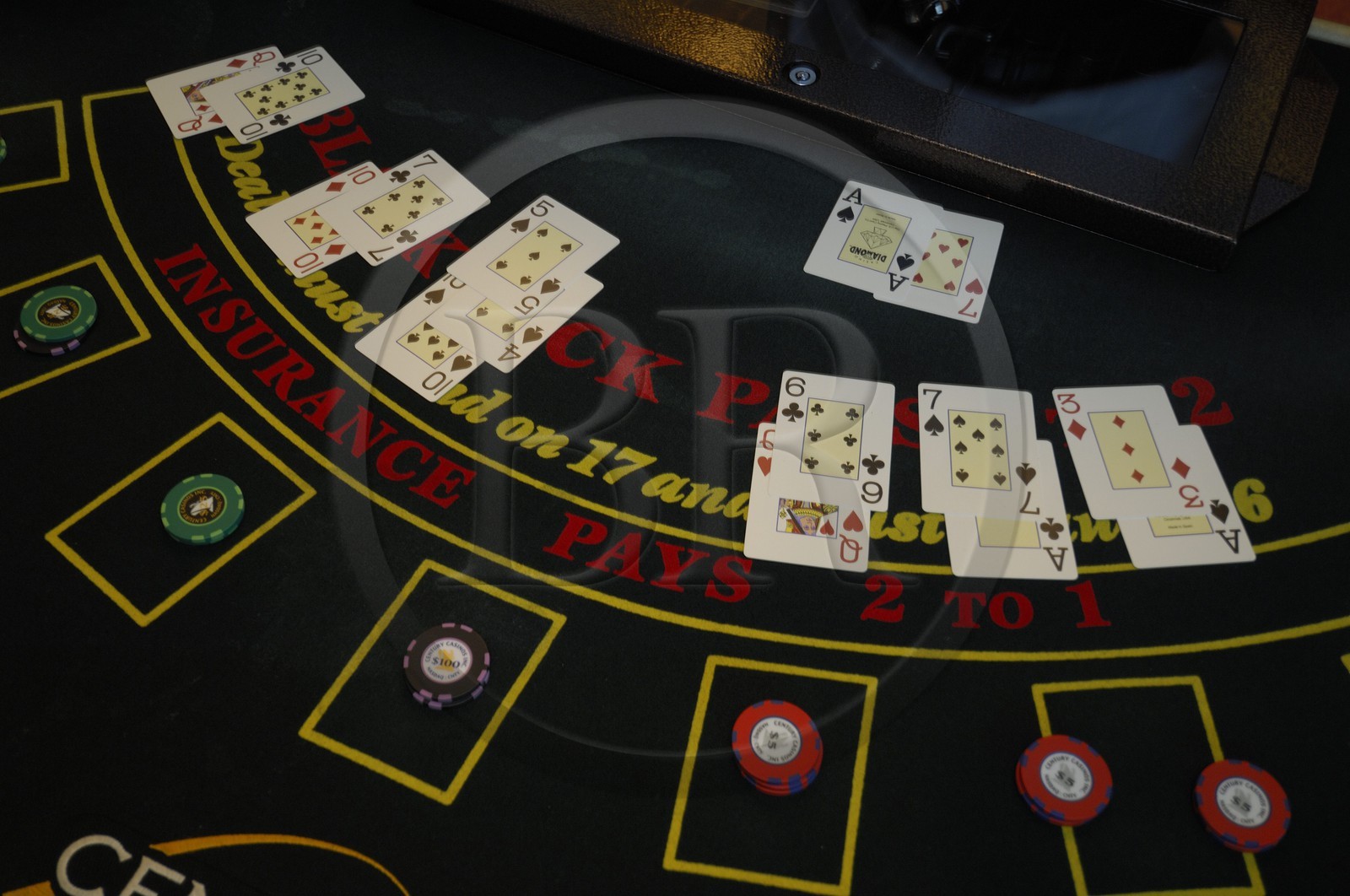 Italie, croisière à bord du Silvershadow de la compagnie Silversea, le casino, table de black jack Italie, croisière à bord du Silvershadow de la compagnie Silversea, le casino, table de black jack