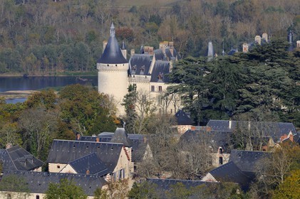 France, Loir et Cher, Loire Valley, listed as World Heritage by UNESCO, Chaumont sur Loire, the castle (aerial view)