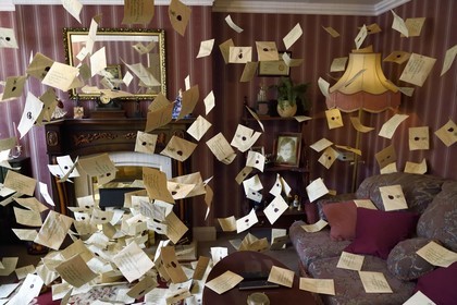United Kingdom, Hertfordshire, Leavesden, Leavesden Film Studios, Harry Potter Studio Tour London, the scene of the eight Harry Potter movies' making of, Privet drive n°4, inside the suburban home ot the Dursleys, the letters from Hogwarts
