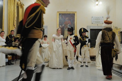 Italy, Liguria, Sarzana, Napoleon Festival, official reception of Napoleon Bonaparte and his suite at the City Hall