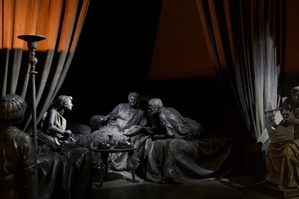 Israel, Negev Desert, Masada museum, reconstruction of a dinner scene
