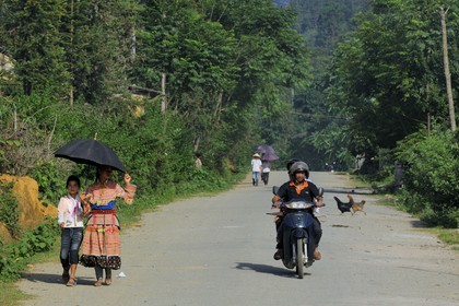 Vietnam, Lao Cai province, Bac Ha district, young women from the Flower Hmong minority