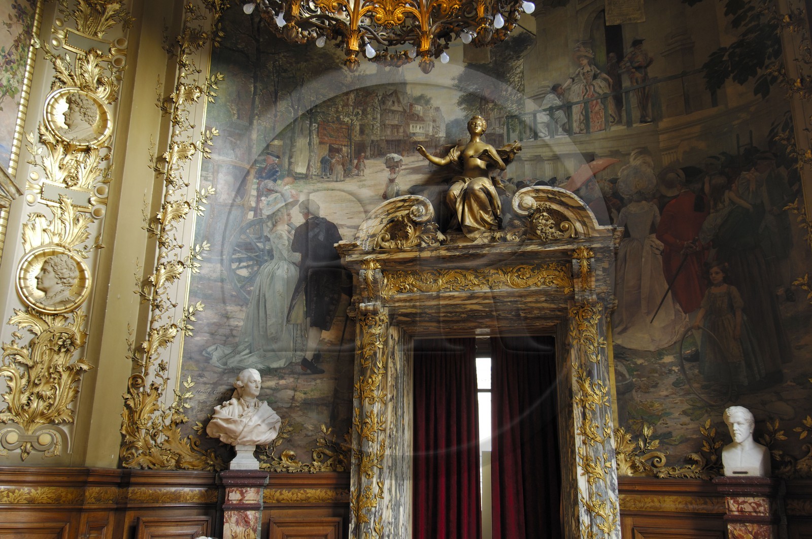 France, Paris (75), Le Théâtre national de l'Opéra-Comique aussi appelé salle Favart située place Boieldieu, le foyer