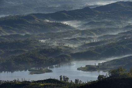 Sri Lanka, center province, Dalhousie, landscape on Maussakelle reservoir from the top of Adam's Peak