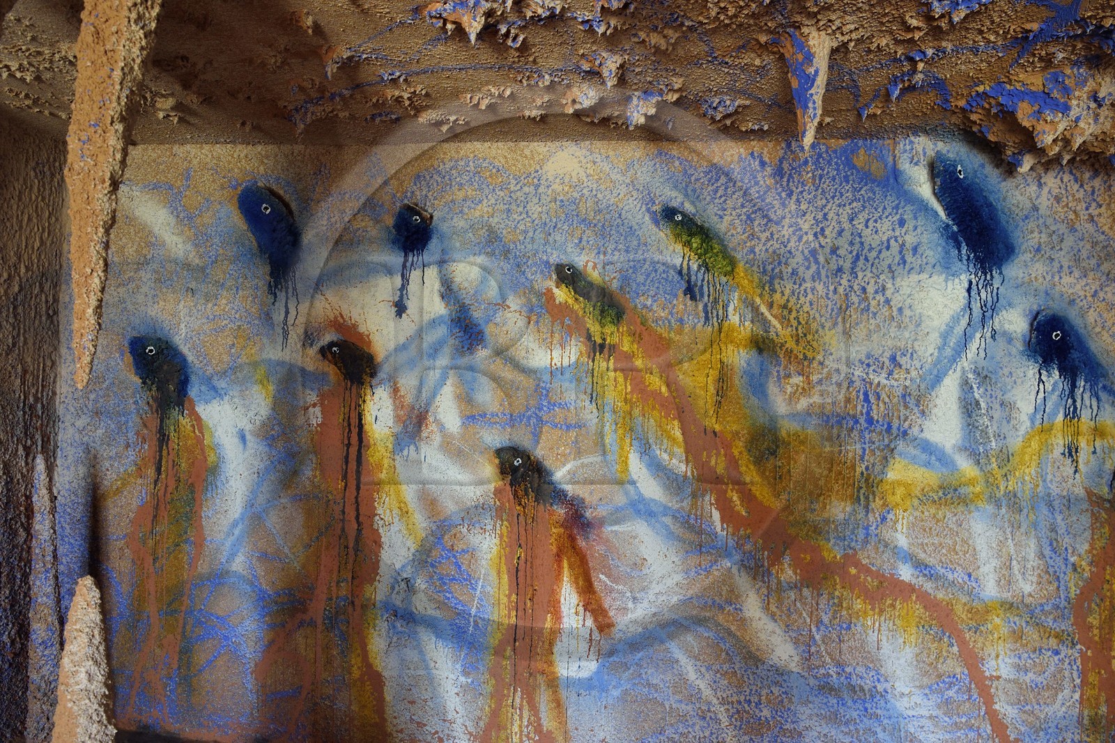 France, Var (83), Iles d'Hyères, parc national de Port Cros, Ile de Porquerolles, la Fondation Carmignac, l'exposition Ressac oeuvre de Miquel Barcelo métamorphose toute la galerie voutée de la Villa