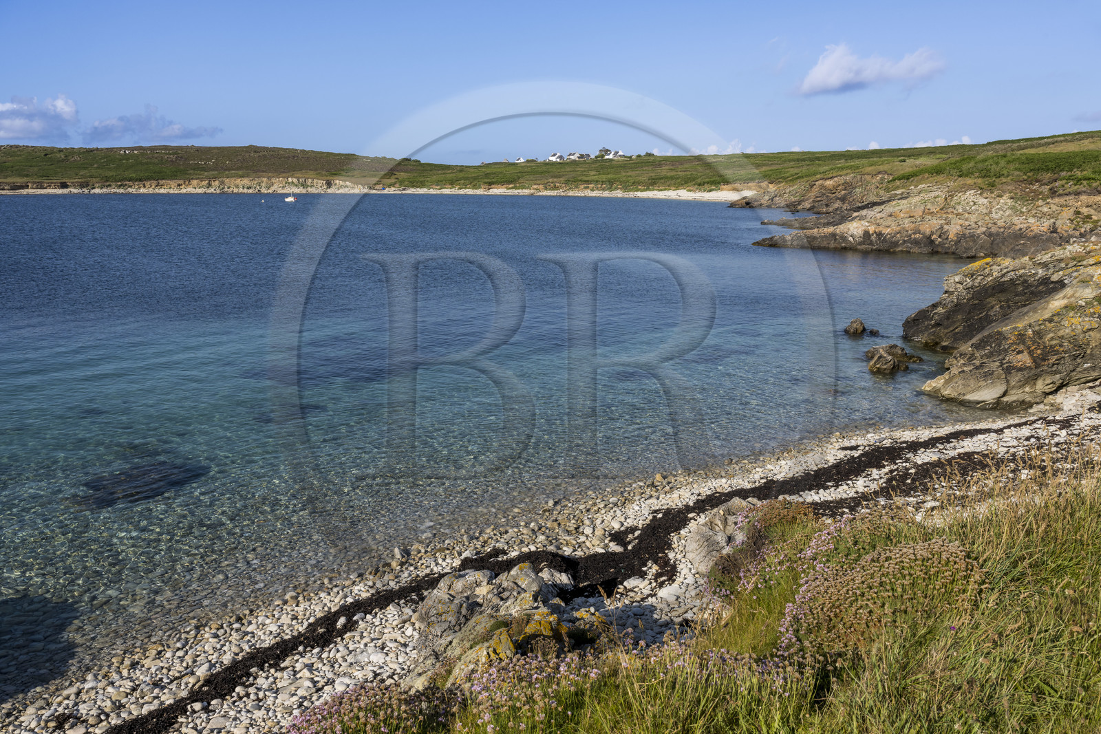 France, Finistère, Iroise Sea, Ouessant Island, Bay of Lampaul, Porz Goret on the south coast