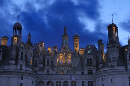 France, Loir et Cher, Loire Valley listed as World Heritage by UNESCO, Chateau de Chambord by night