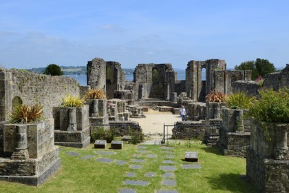 France, Finistere, Iroise Sea, Parc Naturel Regional d'Armorique (Armorica Regional Natural Park), Presqu'ile de Crozon, former abbey of Landevennec ruins