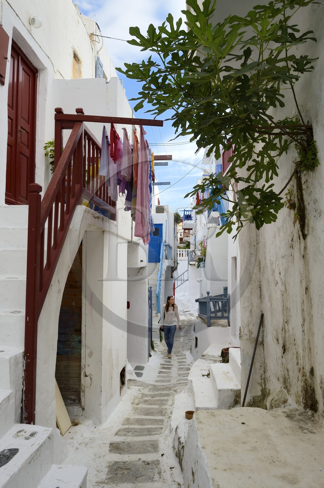 Grèce, Les Cyclades, mer Égée, île de Mykonos, Chora (Mykonos town), dans les ruelles de la vieille ville