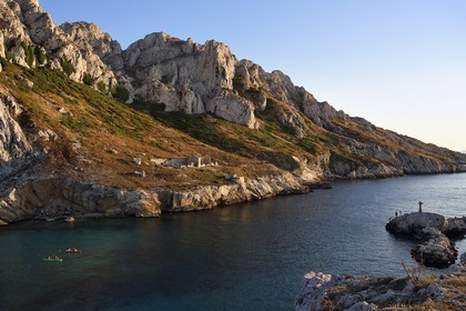 France, Bouches du Rhone, Marseille, National Park of the Calanques, Les Goudes, Passages des Croisettes, the cliffs of the Ile Maire (request for authorization necessary before publication)