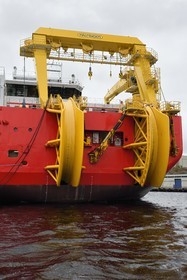 Norway, Ostfold County, Halden, Nexans Aurora cable-laying vessel, vessel for laying electric cables, connecting and repairing these cables