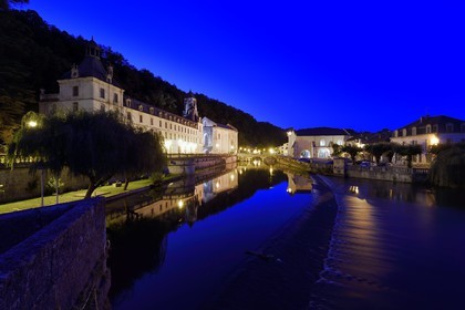 France, Dordogne, Brantome, the Dronne river and Saint Pierre benedictine abbey