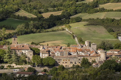 France, Aveyron, Causses and the Cévennes, cultural landscape of Mediterranean agro-pastoralism, listed as World Heritage by UNESCO, Sainte-Eulalie-de-Cernon on the road to Santiago de Compostela