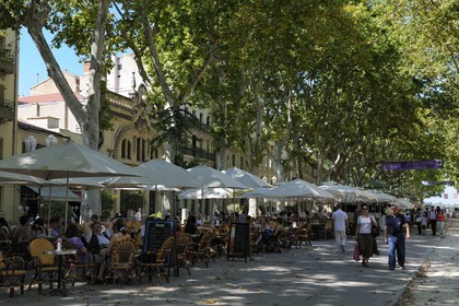 France, Hérault (34), Montpellier, l'Esplanade Charles-de-Gaulle attenante à la place de la Comédie acceuille des buvettes