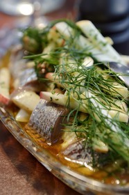 Sweden, Stockholm, Oaxen Krog & Slip restaurant, herring with apples and dill