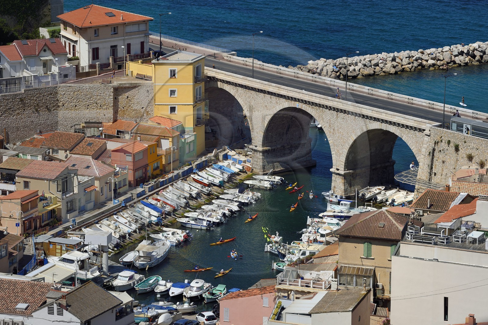France, Bouches-du-Rhône (13), Marseille, quartier d'Endoume, le Vallon des Auffes
