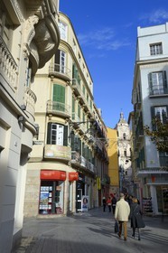 Spain, Andalusia, Malaga, bourgeois building of the Plaza de Felix Saenz and the calle San Juan