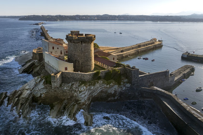 France, Pyrenees Atlantiques, Basque Country coast, Ciboure, the Socoa fort built under Louis XIII, remodeled by Vauban protecting the bay of Saint-Jean-de-Luz (aerial view)