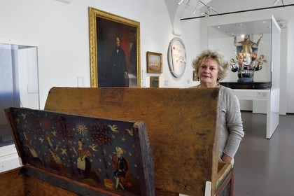 France, Haute-Corse (2B), Bastia, la Citadelle quartier de Terra-Nova, l'ancien palais des gouverneurs génois qui héberge le Musée d'Histoire de Bastia, coffre de marin Cap Corsin datant du XVIIIème siècle