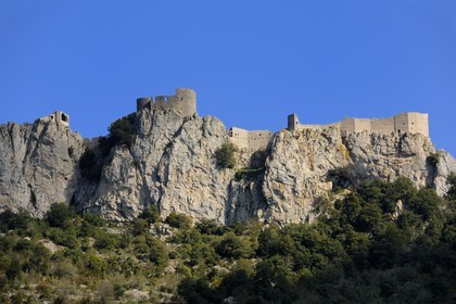 France, Aude, Peyrepertuse, the ruins of Cathar castle built in XIIth century