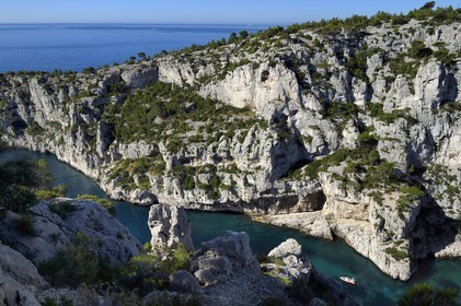 France, Bouches du Rhone, Marseille, National Park of the Calanques, Calanque En Vau (cove) (request for authorization necessary before publication)
