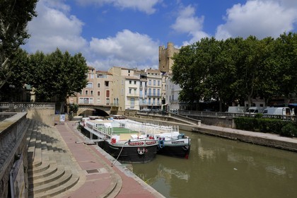France, Aude, Narbonne, Canal de la Robine listed as World Heritage by UNESCO, Cours Mirabeau