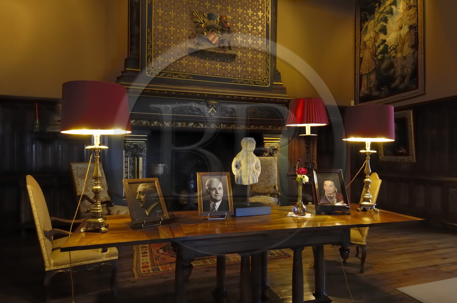 France, Maine et Loire (49), château de Montreuil-Bellay, le salon dans l'ancienne salle des gardes