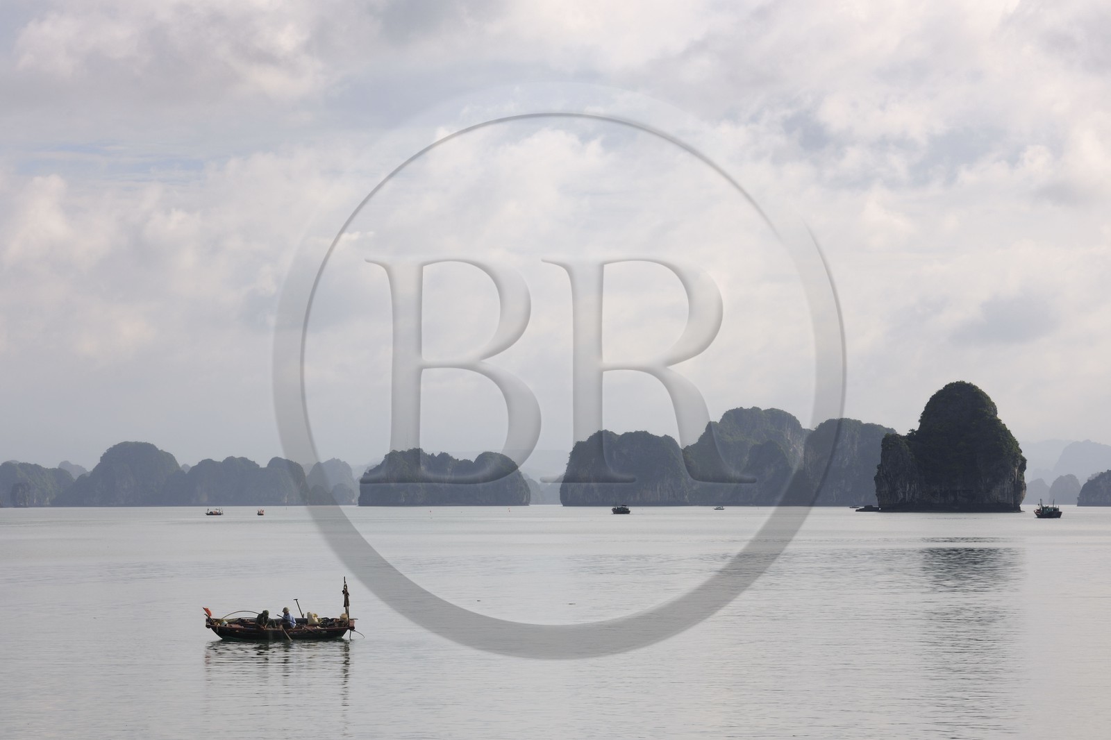 Vietnam, Quang Ninh Province, Halong Bay, listed as World Heritage by UNESCO, fishing boat
