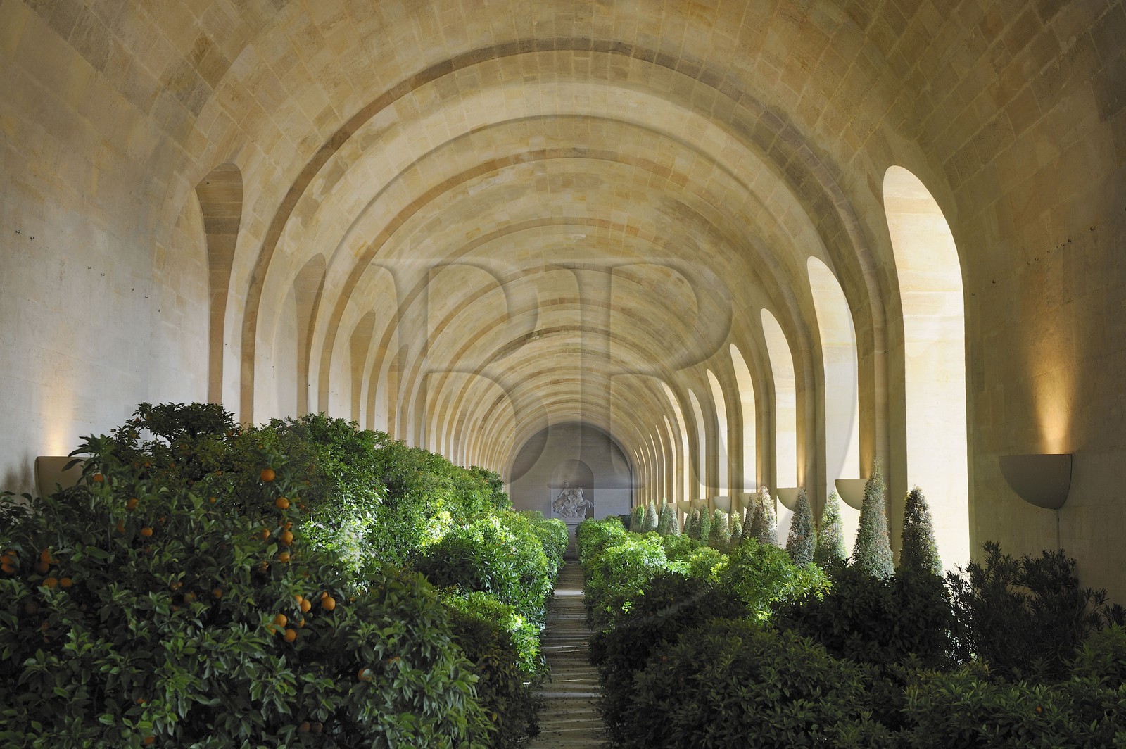 France, Yvelines (78), château de Versailles, classé Patrimoine Mondial de l'UNESCO, l'Orangerie en hiver de Jules Hardouin-Mansart