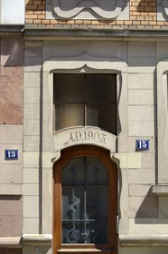 France, Bas Rhin, Strasbourg, Neustadt district dating from the german period, building entrance in rue Sleidan