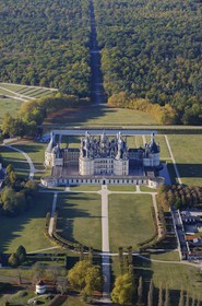 France, Loir et Cher, Loire Valley listed as World Heritage by UNESCO, Chateau de Chambord, East facade (aerial view)