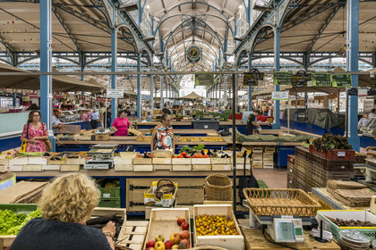 France, Cote d'Or, Dijon, area listed as World Heritage by UNESCO, the central market halls, covered market